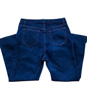 Womens 8 Denim Jeans Dark Wash Straight Leg Ankle Slit Y2K
